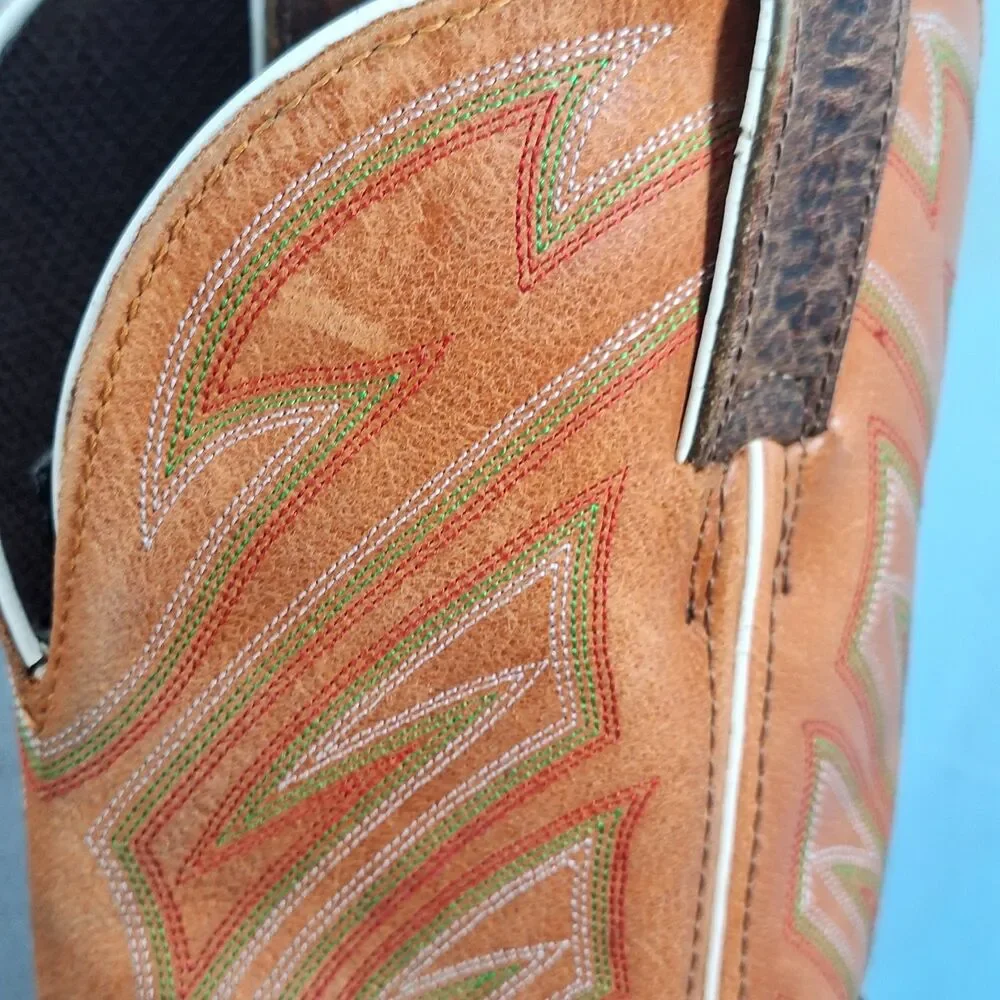 Justin Stampede Men's 10 D Waterproof Western Work Boots Dark Chestnut Leather